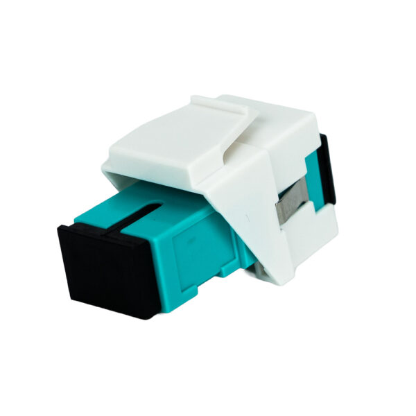 SF-42SCMW-10 - SC/PC to SC/PC Aqua MM Keystone, White, 10 Pack - Image 3