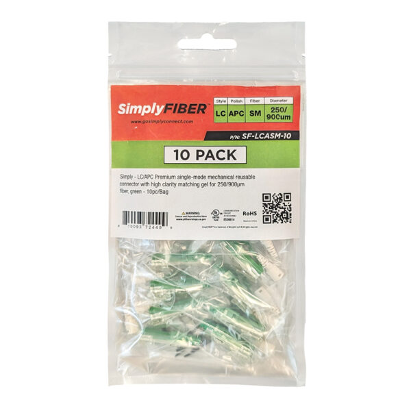 SF-LCASM-10 - LC/APC SM mechanical connector, green - 10ea/Bag - Image 2