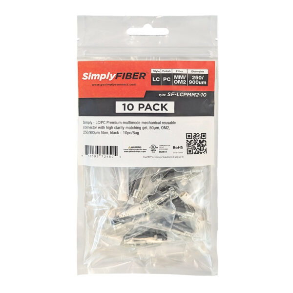 SF-LCPMM2-10 - LC/PC MM mechanical connector, black - 10ea/Bag - Image 2