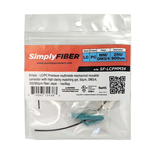 SF-LCPMM34 - LC/PC MM mechanical connector, aqua - 1ea/Bag - Image 2