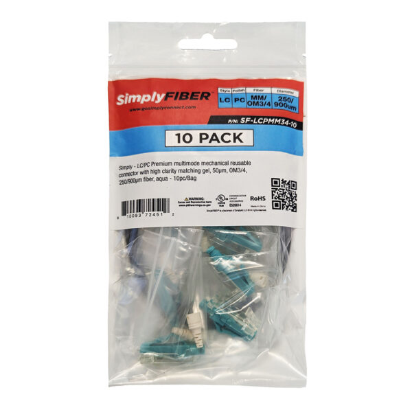 SF-LCPMM34-10 - LC/PC MM mechanical connector, aqua - 10ea/Bag - Image 2