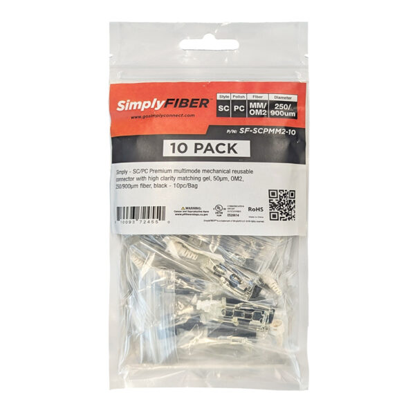 SF-SCPMM2-10 - SC/PC MM mechanical connector, black - 10ea/Bag - Image 2