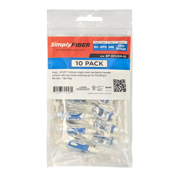 SF-SCUSM-10 - SC/UPC SM mechanical connector, blue - 10ea/Bag - Image 2
